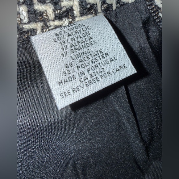Talbots Elegant Alpaca Blend Textured Black and White Patterned Pencil Skirt - Picture 4 of 4